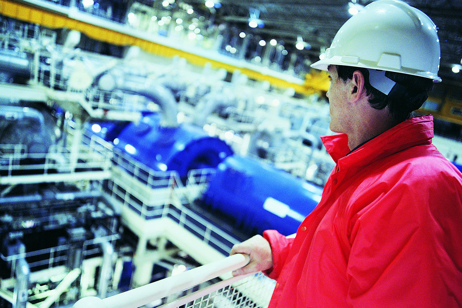 Employee looking at factory