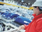 Employee looking at factory